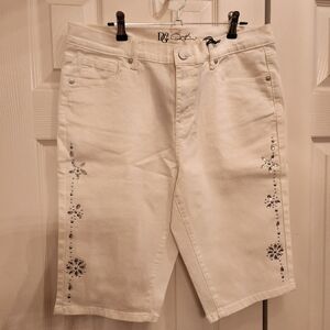 DG2 White Embellished Denim Shorts